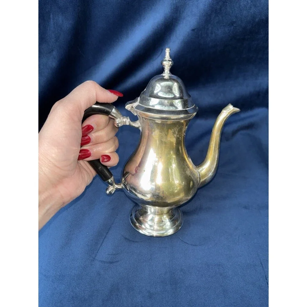 3-Piece Silverplate Tea/Coffee Set Teapot Coffee Pot Lidded Sugar Bowl Black
